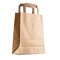 Close-up empty shopping hand bag with recycle paper isolated on
