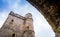 Close up of the entrance outside of Lewes Castle, East Sussex, Barbican House Lewes England. The old vintage Castle historical for