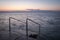 Close up of entrance sea barrier in Piran in sunset in long exposure, Slovenia