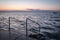 Close up of entrance sea barrier in Piran in sunset, Slovenia