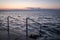 Close up of entrance sea barrier in Piran in sunset, Slovenia