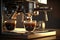 Close-up of Espresso from Professional Coffee Machine. created with Generative AI