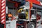 Close-up of essential firefighting equipment on a modern firetruck, showcasing tools and gear ready for emergency