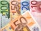 Close up of Euro banknotes with 50 Euros in focus