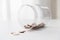 Close up of euro coins in glass jar on table