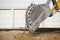 Close up of excavatorgrader, tractor bucket with chains