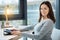 Close up of excited woman using a tablet