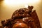 Close-up of exquisite Buddhist mahogany Buddha statue