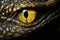 Close up of the eye of a crocodile. Macro photography, Highlight the yellow eye of a crocodile in a close-up, AI Generated