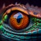 Close-up eye of fantastic reptile creature. Generative AI