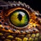 Close-up eye of fantastic reptile creature. Generative AI