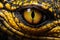 Close up of the eye of a Red Eared Turtle Trachemys scripta, Close up of the yellow eye crocodile, AI Generated