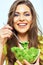 Close up face portrait of woman for female healthy diet concept