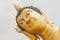 Close up of the face of Reclining Buddha in Wat Kok Mai Daeng, P