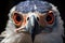 close-up of falcons fierce eyes and beak