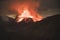 Close-up of the famous Icelandic volcano with lava inside the crater