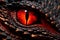 Close-up of fantasy dragon eye. Mythological evil. Dangerous creature