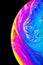 Close up fantasy soap bubble planet