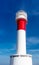 Close up of `Far del Fangar` lighthouse. Into Natural Park of Delta de l`ebre, Tarragona, Catalonia.