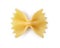 Close-up farfalle. Traditional shape of dry uncooked whole wheat Italian pasta