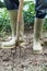 Close Up Of Farmer Working In Organic Farm Field