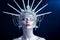 Close up fashion portrait of a woman with body paint looking like a Statue of Liberty