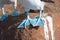 Close Up of feet of Blue footed booby,  North Seymour, Galapagos Islands, Ecuador