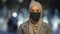 Close-up female face in medical mask in city. Muslim islamic woman in hijab masked lady girl stands evening night urban