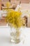 Close up of ferns in glass vase