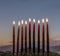 Close-up of festive burning wax candles that are traditional symbols of Hanukkah Holiday of Light