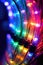 close-up of fiber optic cables with colorful lights