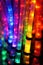 close-up of fiber optic cables with colorful lights