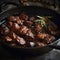 Close-up of Filipino Adobo with Rice and Herbs