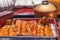 Close-up on fillets of japanese unagi eel grilled in a kabayaki style in a food box