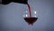 Close up filling wine glass with red wine