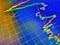 Close up of finance business graph which including of Up trend and Down trend. Fundamental and technical analysis concept. Live