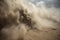 close-up of fine sand, with clouds of dust and smoke billowing in the air