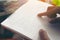 Close-up of fingers reading braille, Hand of a blind person reading some braille text of a braille book