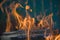 Close-up of fire and flames on a blurred natural background