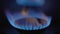 Close-up of a fire in a gas stoker on a gas stove