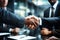 Close up Firm handshake between executives, sealing deals with mutual trust and partnership