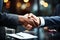 Close up Firm handshake between executives, sealing deals with mutual trust and partnership