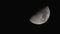 Close up of First quarter or last quarter lunar phase moon or half moon