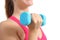 Close up of a fitness woman lifting weights exercising aerobic