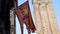 Close-up of the flag of the Republic of Venice waving, Contarina flag with the leon