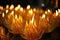 close-up of flames on kinara candles