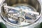 Close up flat beater inside barrel commercial food mixer machine for industrial