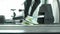 Close up Foot Fitness Asian woman running on track treadmill machine