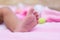 Close up foot of a little african american baby girl - Black people