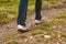 Close-up of a foot of a young tourist